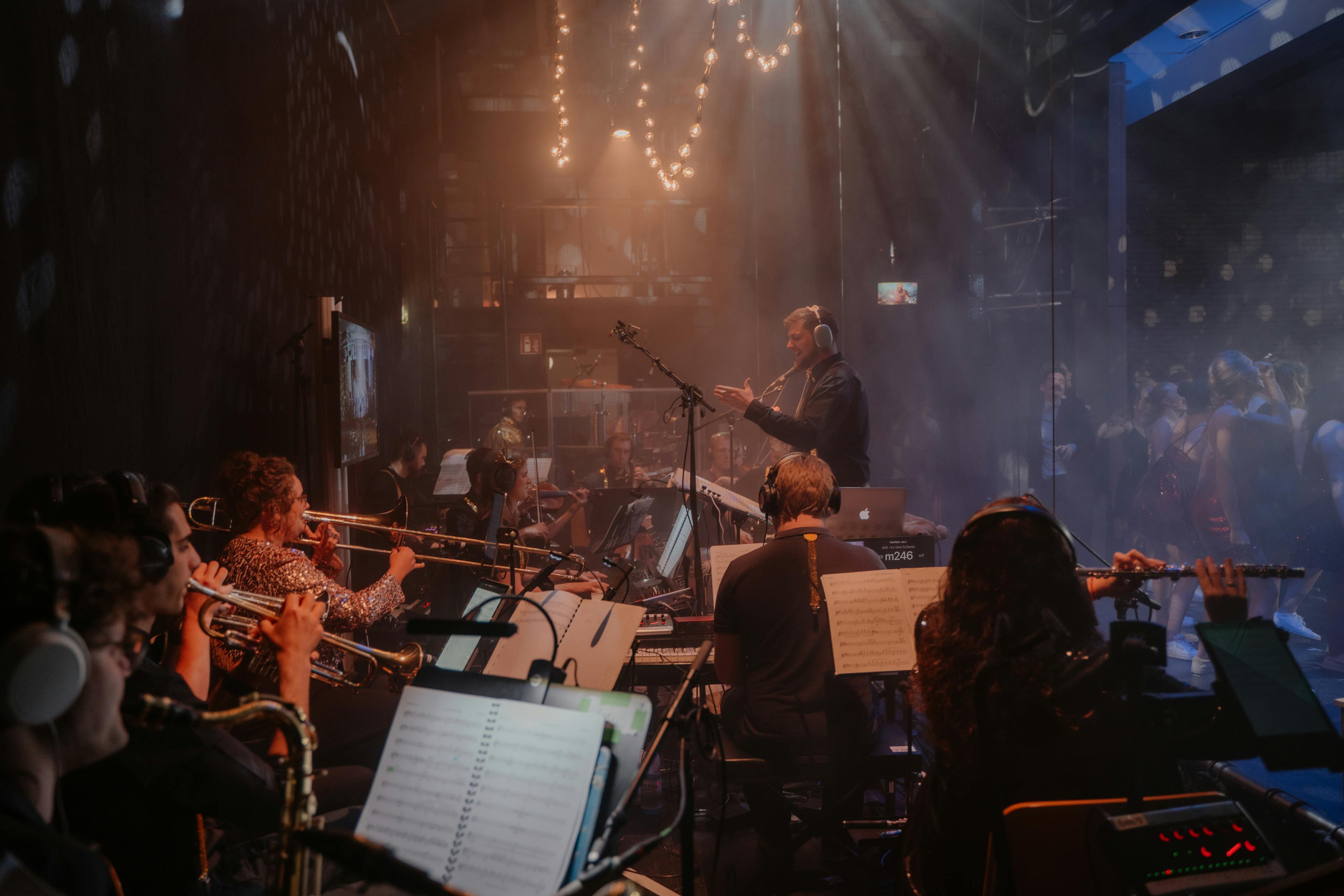 Picture of the orchestra at the 2023 production of 'The Prom' by the Musical Inc. e.V.
